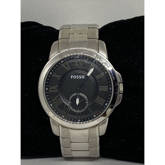 Fossil Grant FS4973 Men's Stainless Steel Analog Black Dial Quartz Watch XR914 - Picture 1 of 12